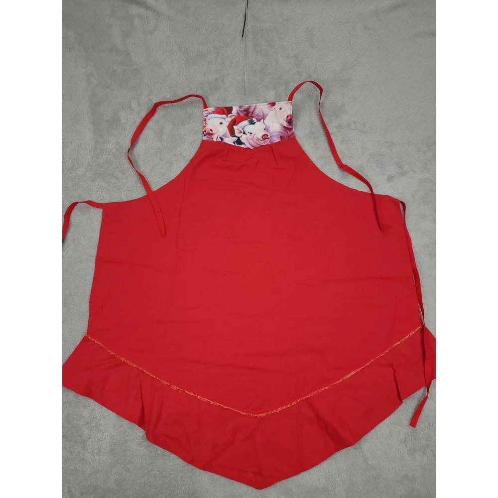 Handmade Apron Pigs In Christmas Santa Hat Poka Dots‎ Adjustable